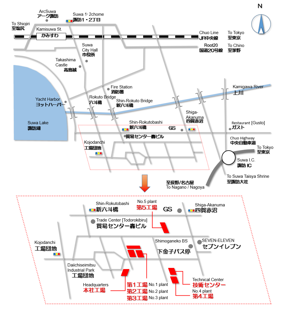 案内地図 諏訪市の金属加工専門メーカー株式会社共進